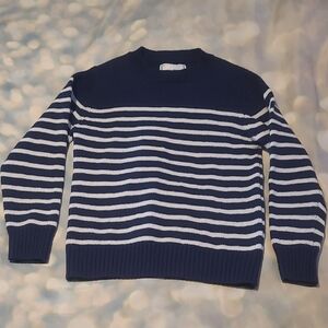 Long Wharf Supply Co. Navy And White Striped Sweater, S